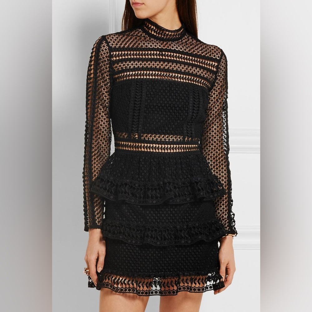 Self-Portrait Black Long Sleeve Dress